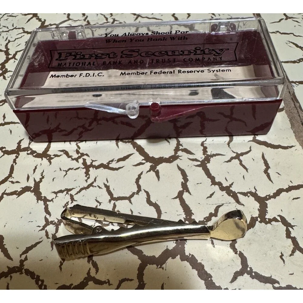Vintage Golf Club Money Or Tie Clip With Faux Pearl